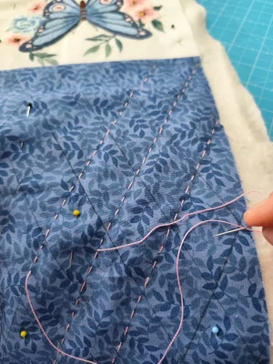 Acolchando a mano con hilo perlè